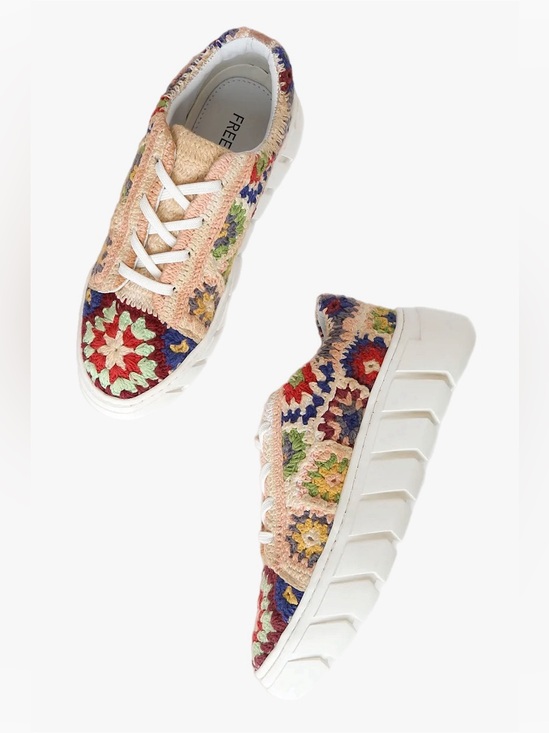 Free People Shoes - Free People Catch Me If You Can Multicolor Crochet Patchwork Platform Sneakers